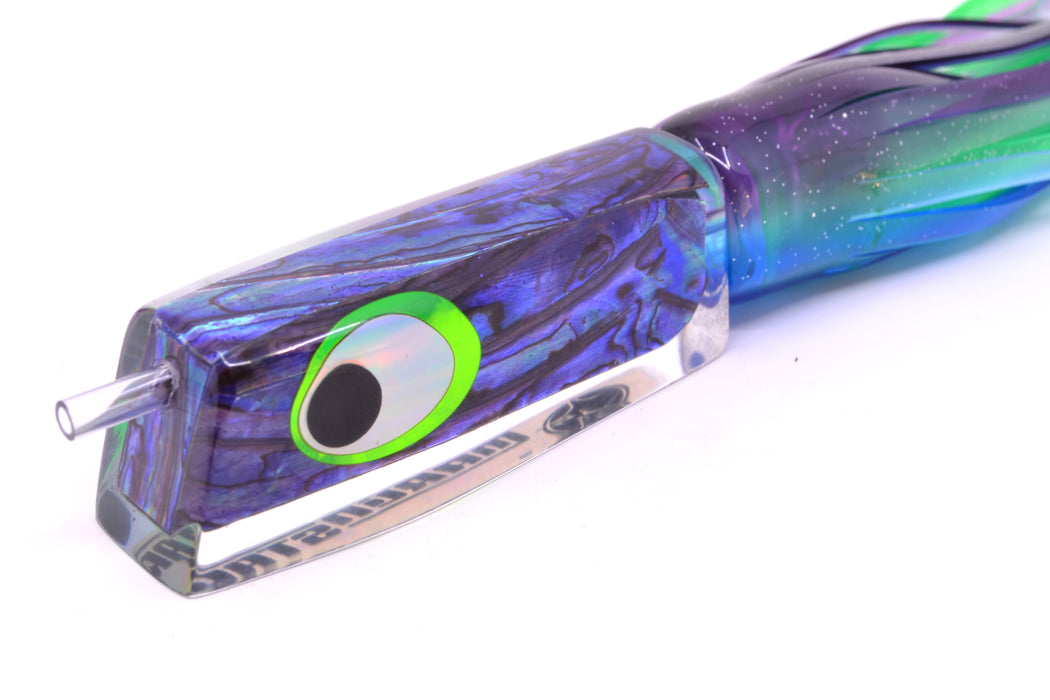 Marlinstar Purple Paua Shell Lead Medium Tomahawk FMJ 9"+ 11.4oz Skirted Purple-Blue GZE