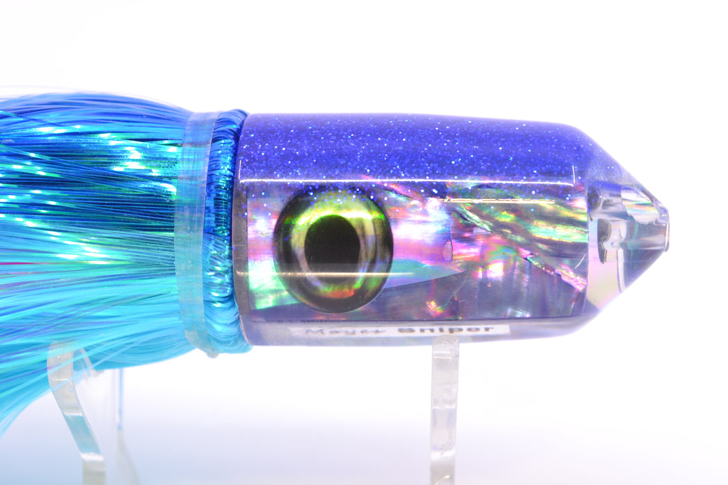Moyes Lures Rainbow MOP Blue Glitter Back 2-Hole Small Sniper Jet 9" 5.7oz Strobez GZE