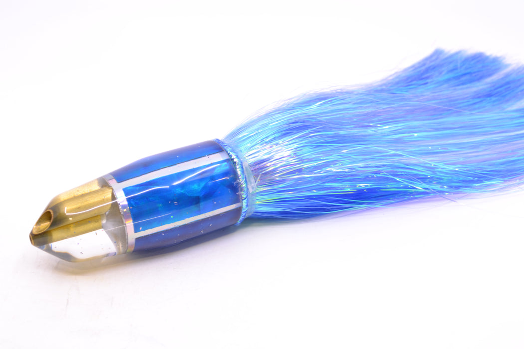 Tanigawa Lures Blue MOP 2-Hole Bullet 9"+ 8.5oz Flashabou Blue/White GZE