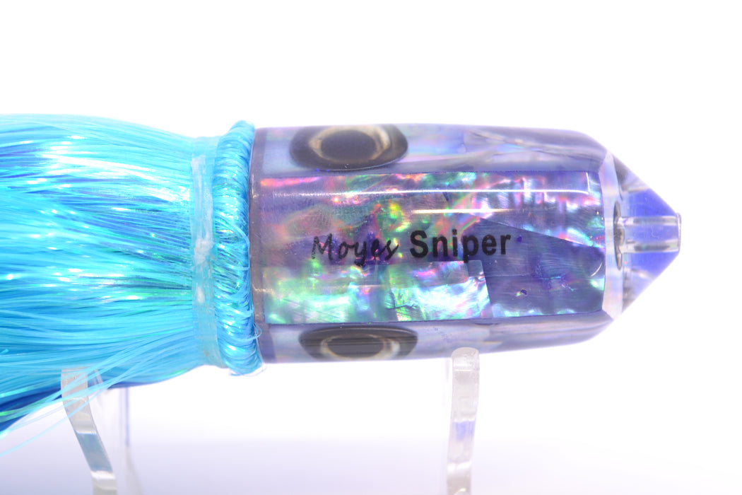 Moyes Lures Rainbow MOP Blue Glitter Back 2-Hole Small Sniper Jet 9" 5.7oz Strobez GZE