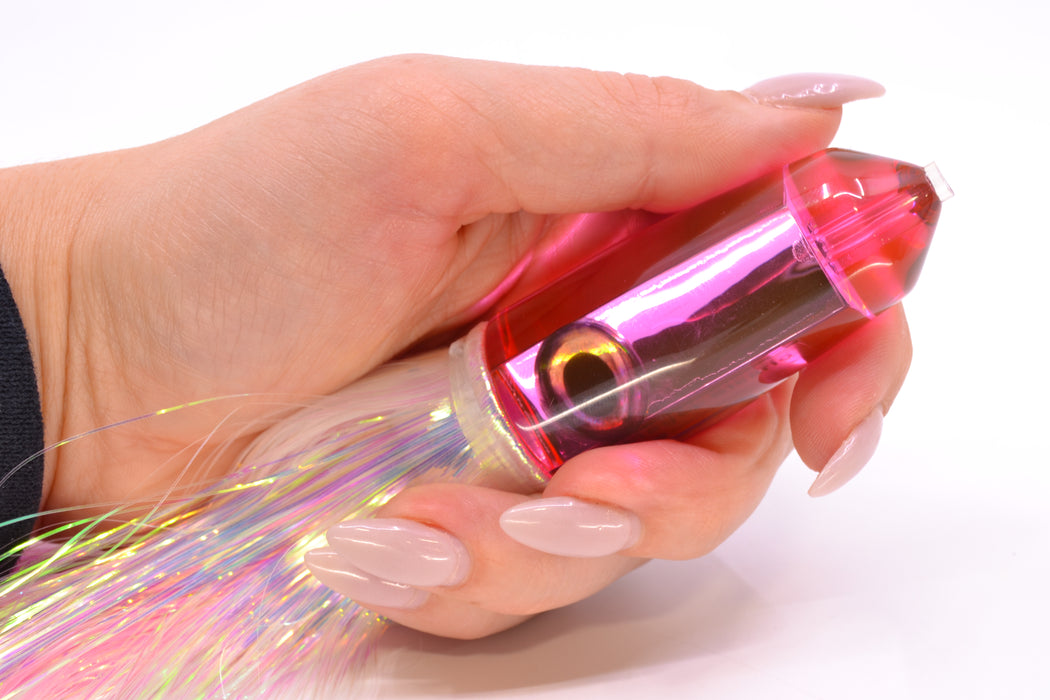 Moyes Lures Pink Mirrored Sicario Bullet 8" 4.8oz Flashabou Pink/White GZE
