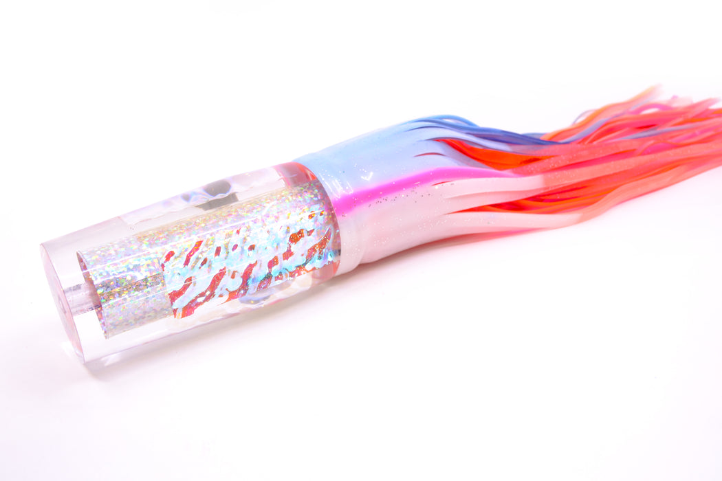 Aloha Lures Silver Rainbow Ice Dichro Sundowner 14" 11.5oz Skirted Blue-White-Pink Salmon