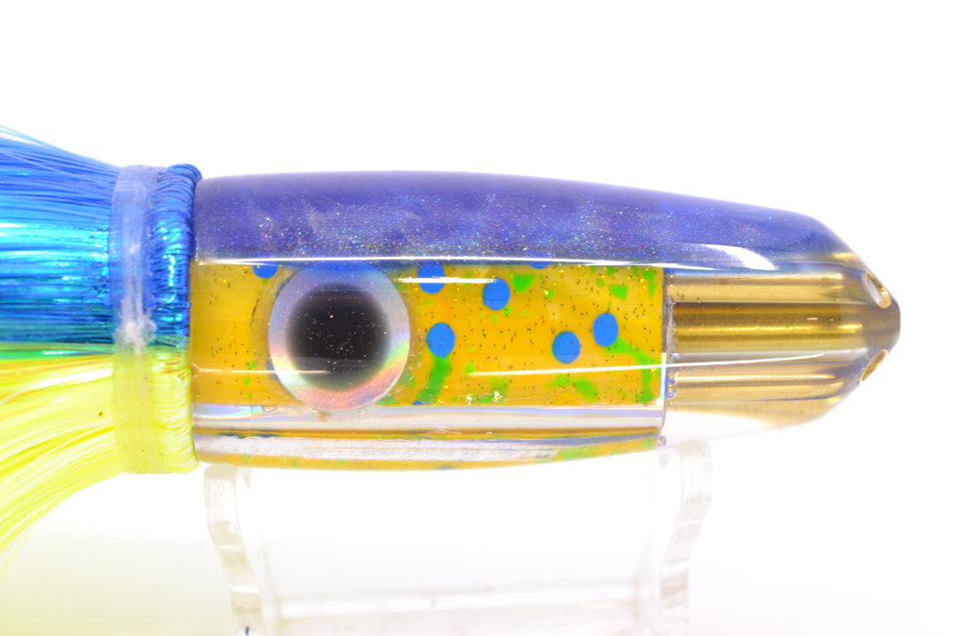 Big Reidee Mahi Paua Blue Back 4-Hole Bullet 9" 6oz Strobez Blue-Chartreuse