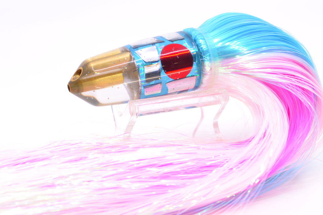 Tanigawa Lures Ice Blue Rainbow Cracked Glass 2-Hole Bullet 7" 6oz Strobez Ice Blue-White