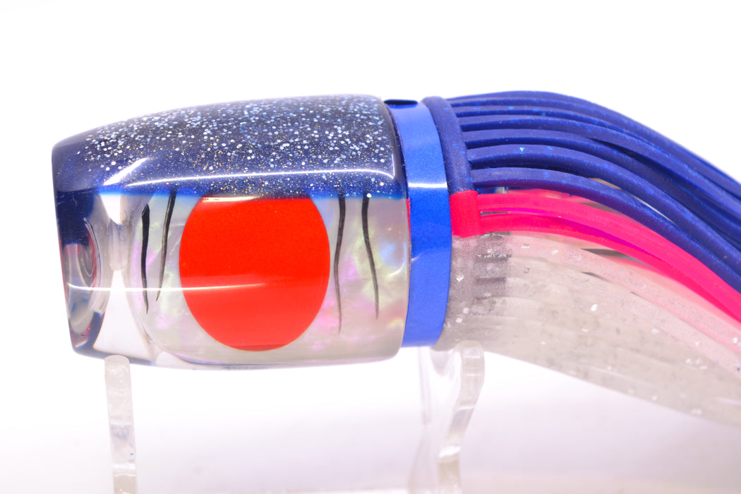 Amaral Lures White Iridescent Pearl Black Stripes Blue Back Jararaca 12" 4oz