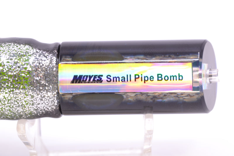 Moyes Lures S&P Black Back Taxi Eyes Small Pipe Bomb 9" 4oz Skirted Black-Silver/Rainbow