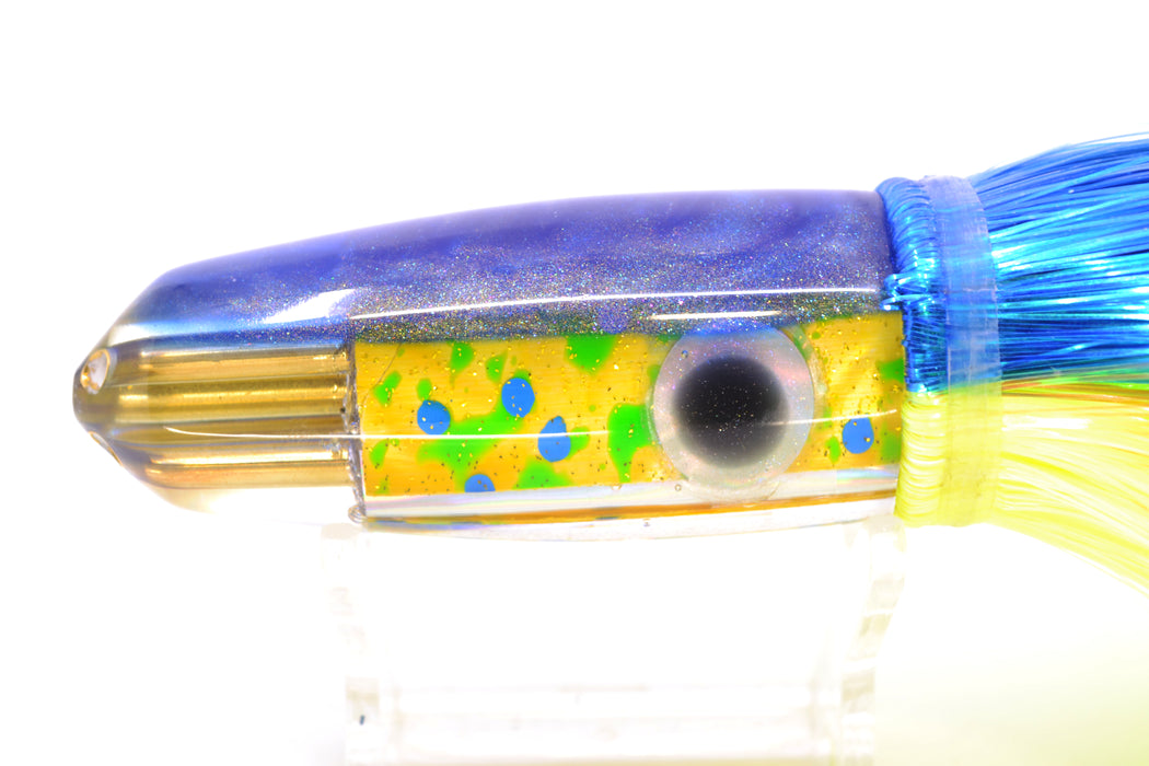 Big Reidee Mahi Paua Blue Back 4-Hole Bullet 9" 6oz Strobez Blue-Chartreuse