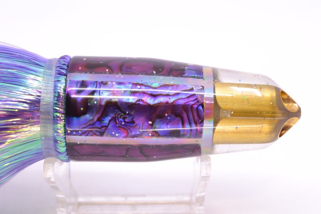 Tanigawa Lures Purple Paua 2-Hole Bullet 9"+ 8.5oz Flashabou Purple/White GZE