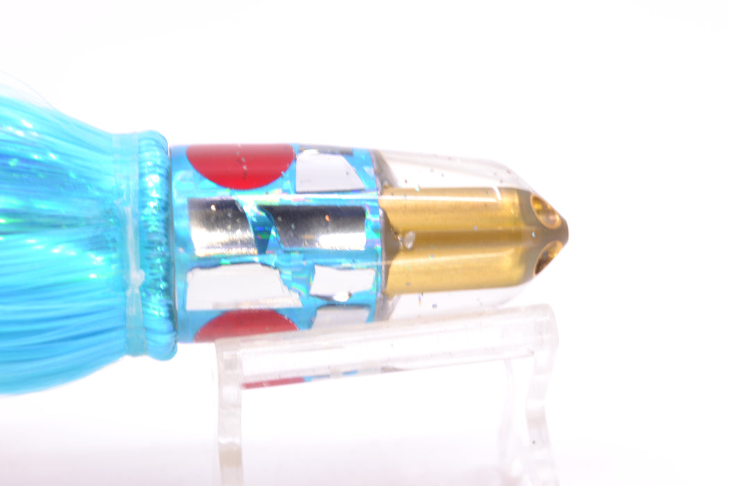 Tanigawa Lures Ice Blue Rainbow Cracked Glass 2-Hole Bullet 7" 6oz Strobez Ice Blue-White