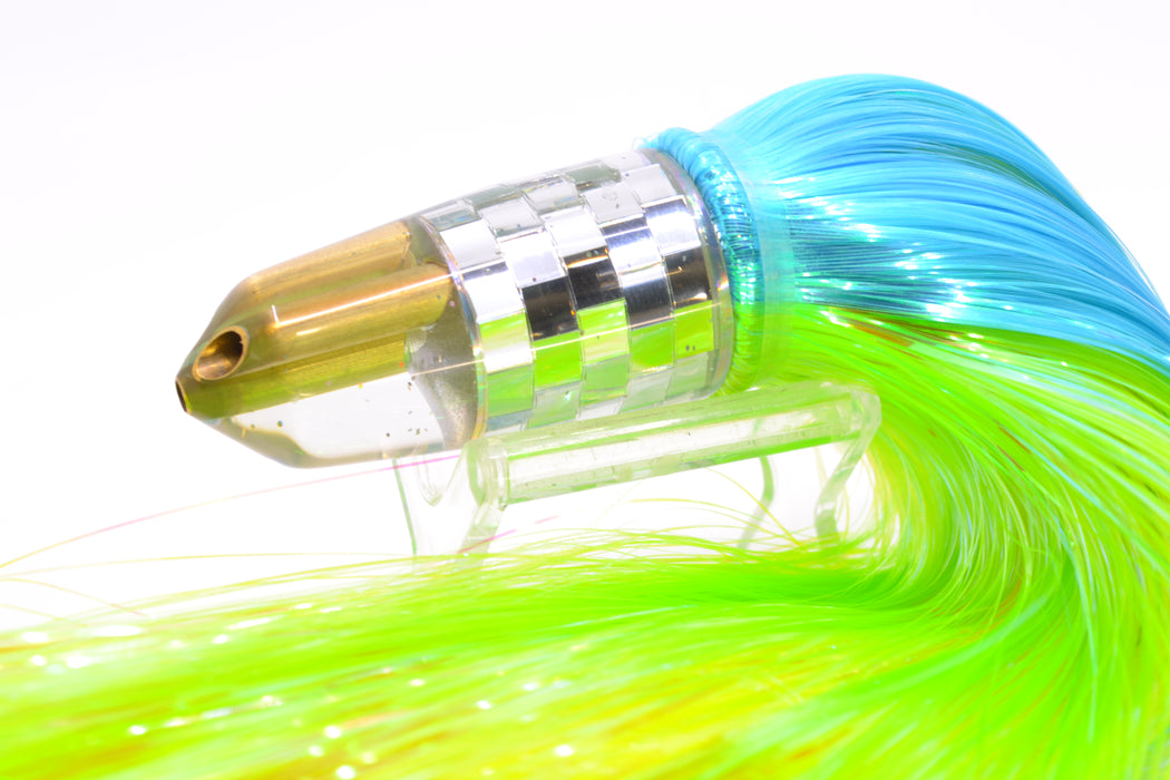 Tanigawa Lures Clear Mirrored Disco Ball 2-Hole Bullet 7" 6oz Strobez Ice Blue-Green