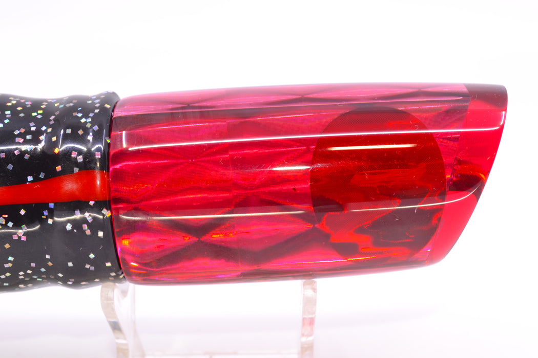 Koya Lures Red Rainbow Diamond Red Eyes Large 614 14" 11oz Skirted Black/Red