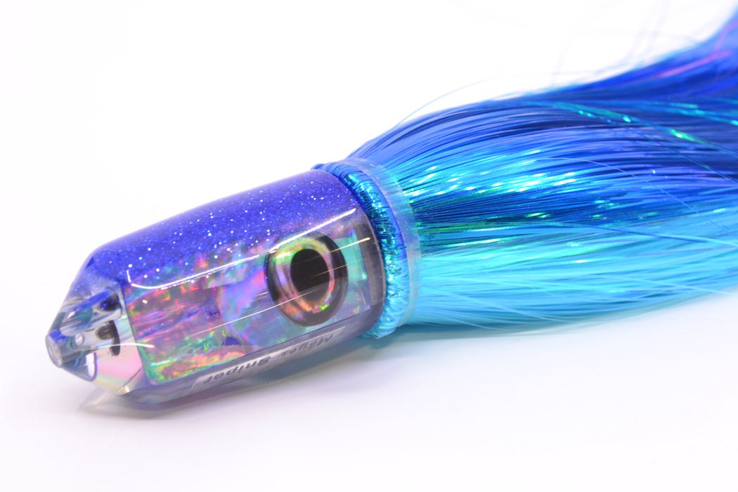 Moyes Lures Rainbow MOP Blue Glitter Back 2-Hole Small Sniper Jet 9" 5.7oz Strobez GZE