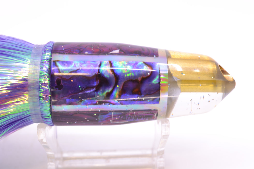 Tanigawa Lures Purple Paua 2-Hole Bullet 9"+ 8.5oz Flashabou Purple/White GZE