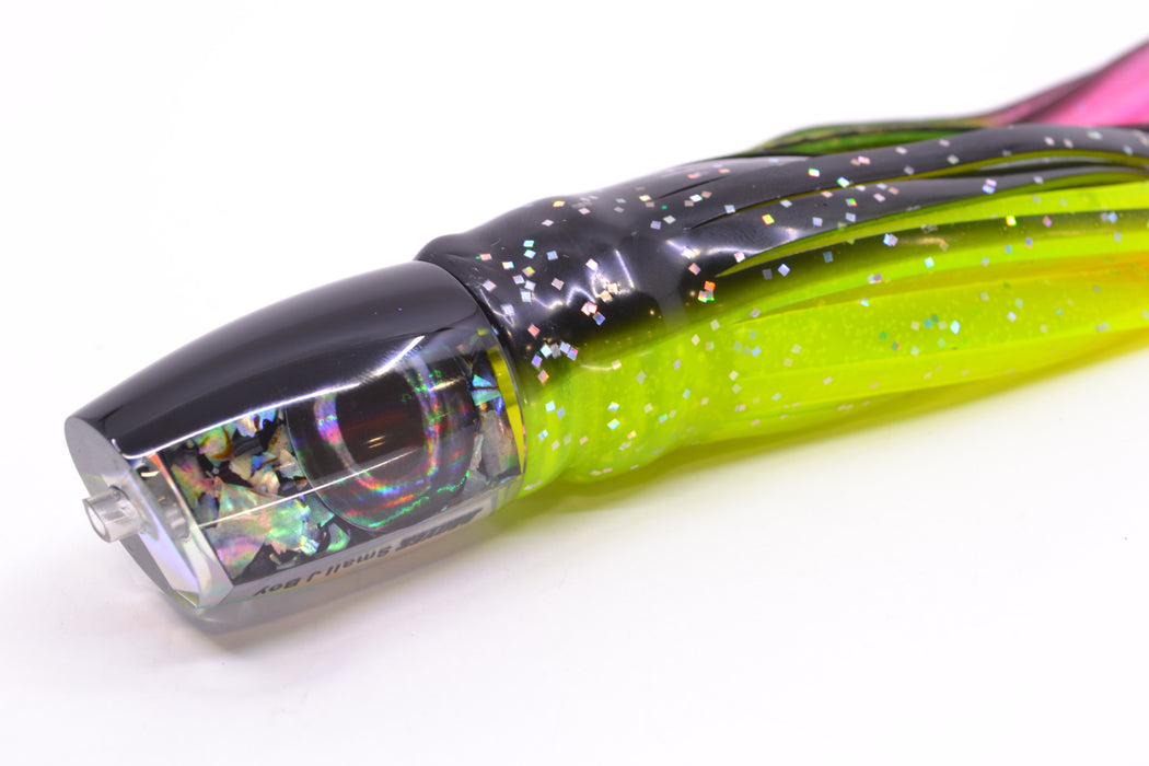 Moyes Lures S&P MOP Black Back Taxi Eyes Small J-Boy 9" 3.5oz Skirted Magic Johnson