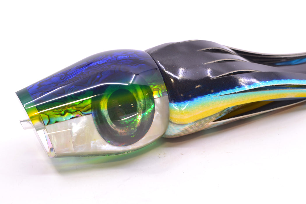 Moyes Lures Yellowfin Paua-MOP Blue-Yellow Back XL Sumo 16" 16.4oz FT Vinyl Tuna