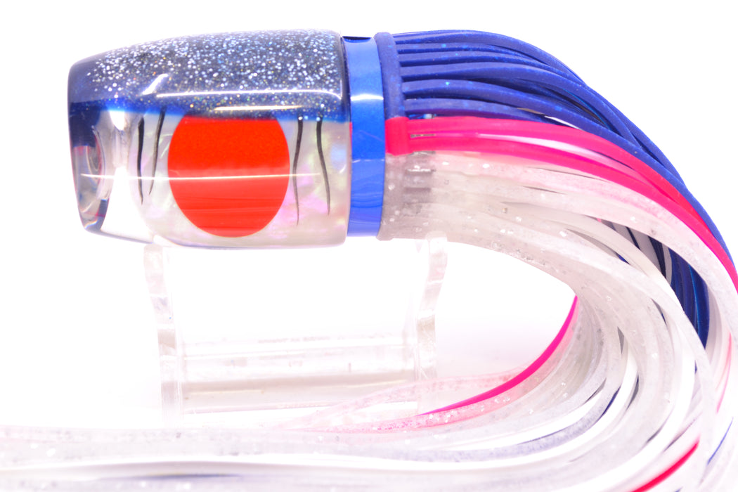 Amaral Lures White Iridescent Pearl Black Stripes Blue Back Jararaca 12" 4oz