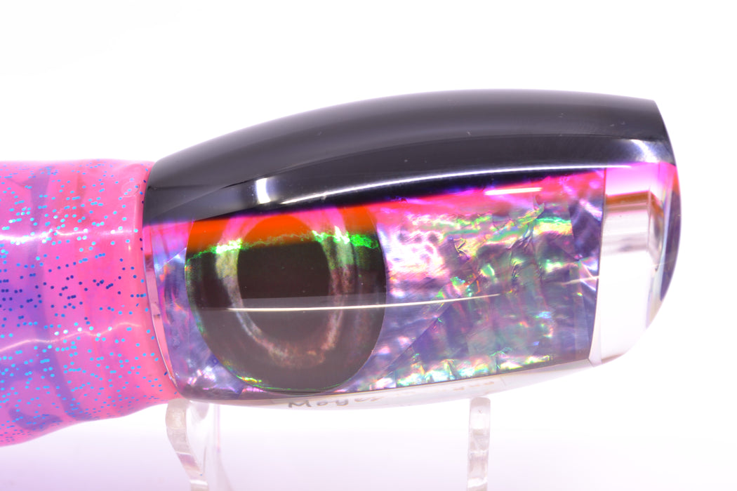 Moyes Lures Rainbow MOP Black-Pink Back Taxi Eyes Large Argus 14" 10oz Skirted Pink/Blue