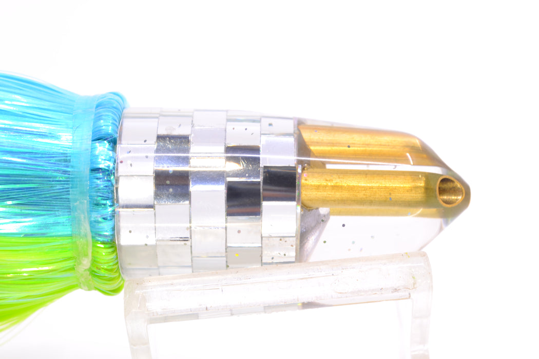 Tanigawa Lures Clear Mirrored Disco Ball 2-Hole Bullet 7" 6oz Strobez Ice Blue-Green