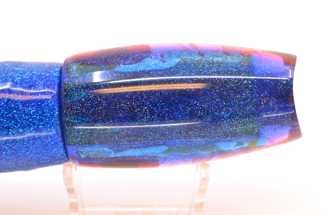 Coggin Lures Yellow Rainbow Dichro Blue-Pink Back 4-Hole Copalure Scoop 12" 12oz Skirted