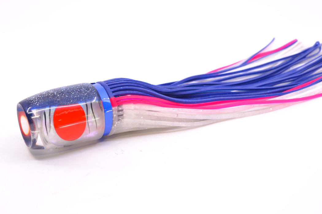 Amaral Lures White Iridescent Pearl Black Stripes Blue Back Jararaca 12" 4oz