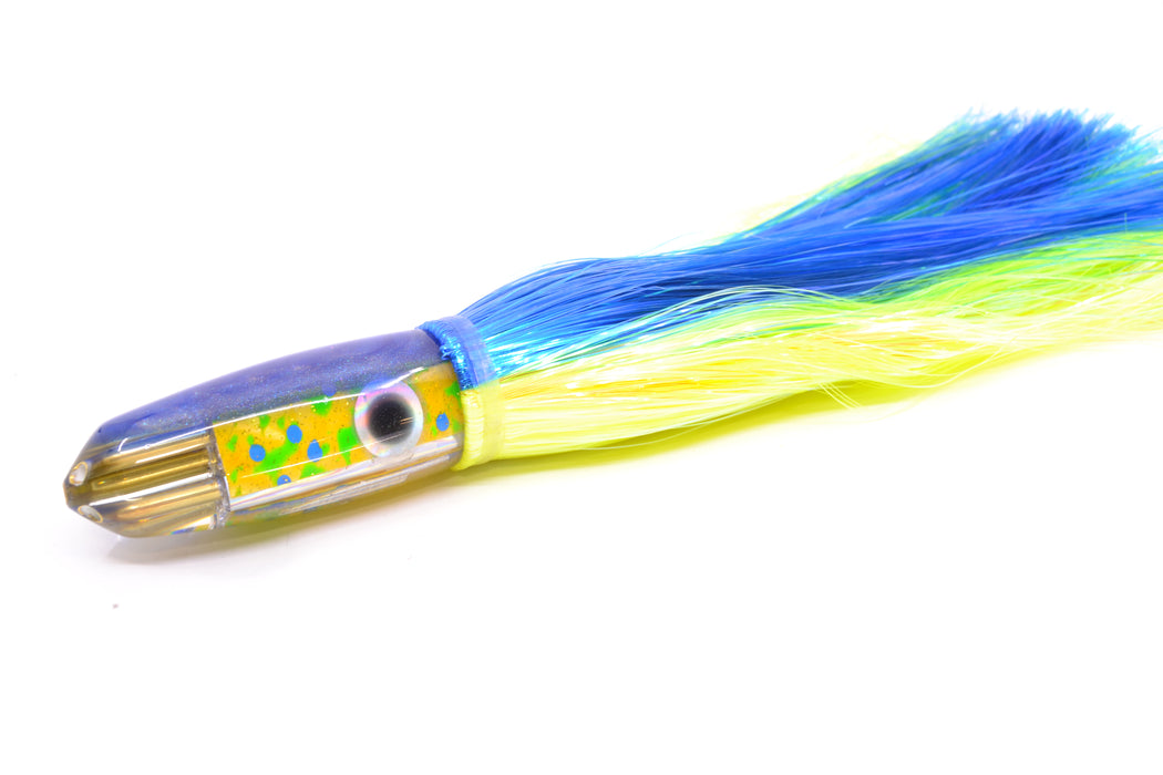 Big Reidee Mahi Paua Blue Back 4-Hole Bullet 9" 6oz Strobez Blue-Chartreuse