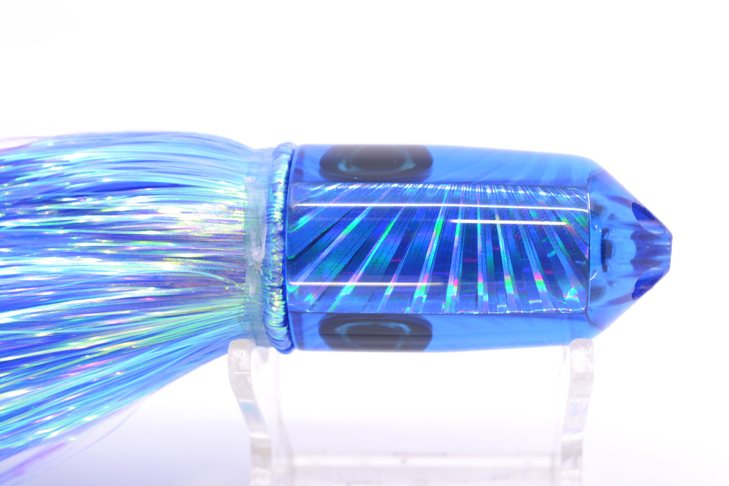 Moyes Lures Blue Rainbow Starburst 2-Hole Small Sniper Jet 9" 5.7oz Flashabou Blue/White GZE