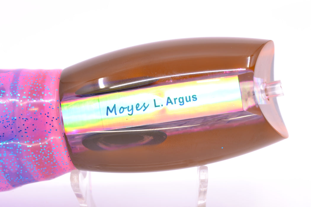 Moyes Lures Rainbow MOP Black-Pink Back Taxi Eyes Large Argus 14" 10oz Skirted Pink/Blue