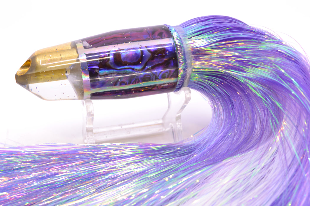 Tanigawa Lures Purple Paua 2-Hole Bullet 9"+ 8.5oz Flashabou Purple/White GZE