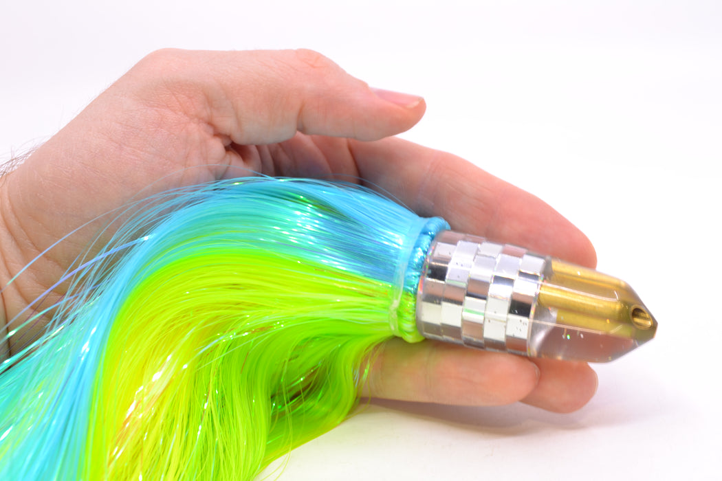 Tanigawa Lures Clear Mirrored Disco Ball 2-Hole Bullet 7" 6oz Strobez Ice Blue-Green