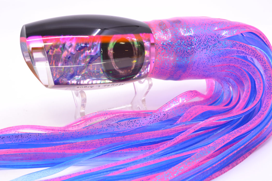 Moyes Lures Rainbow MOP Black-Pink Back Taxi Eyes Large Argus 14" 10oz Skirted Pink/Blue