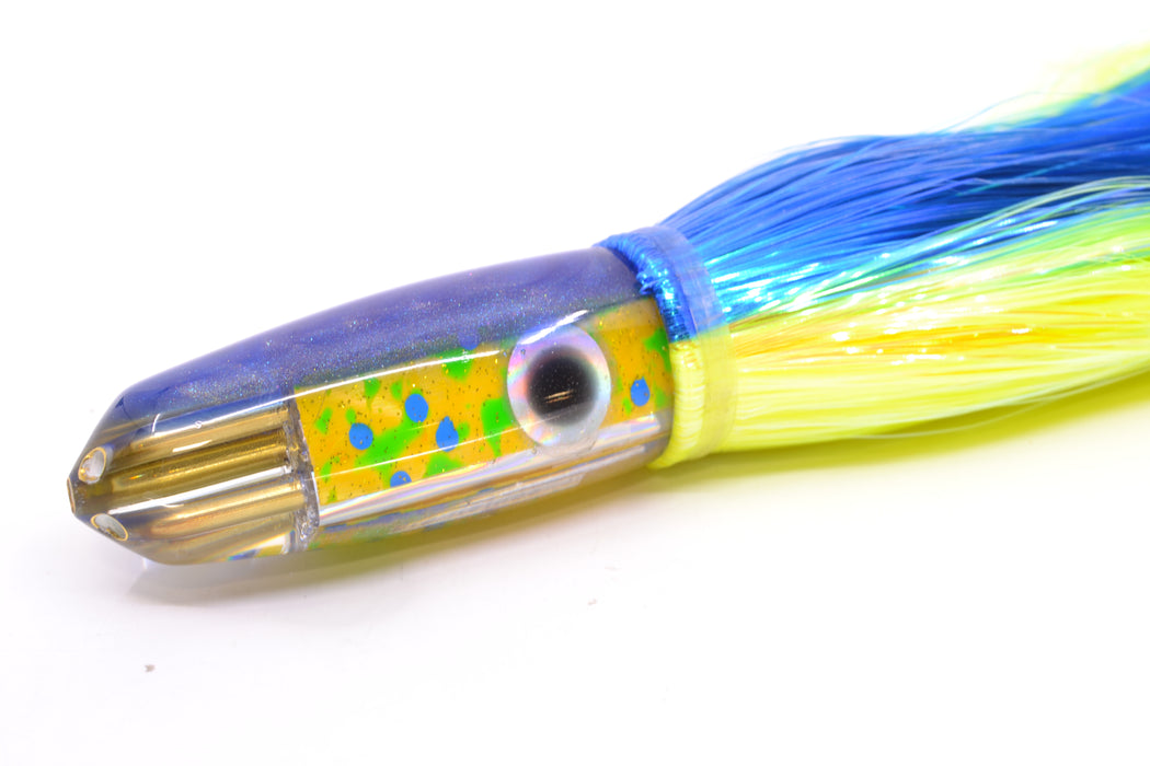 Big Reidee Mahi Paua Blue Back 4-Hole Bullet 9" 6oz Strobez Blue-Chartreuse
