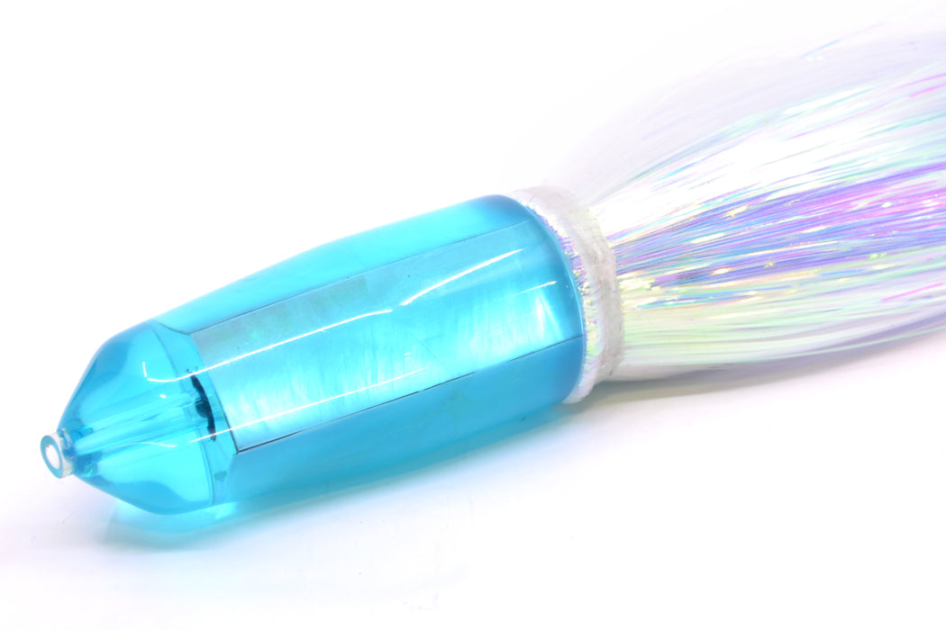 Moyes Lures Ice Blue MOP Sicario Bullet 8" 4.8oz Flashabou White/Light Blue GZE