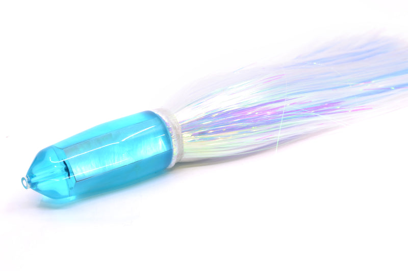 Moyes Lures Ice Blue MOP Sicario Bullet 8" 4.8oz Flashabou White/Light Blue