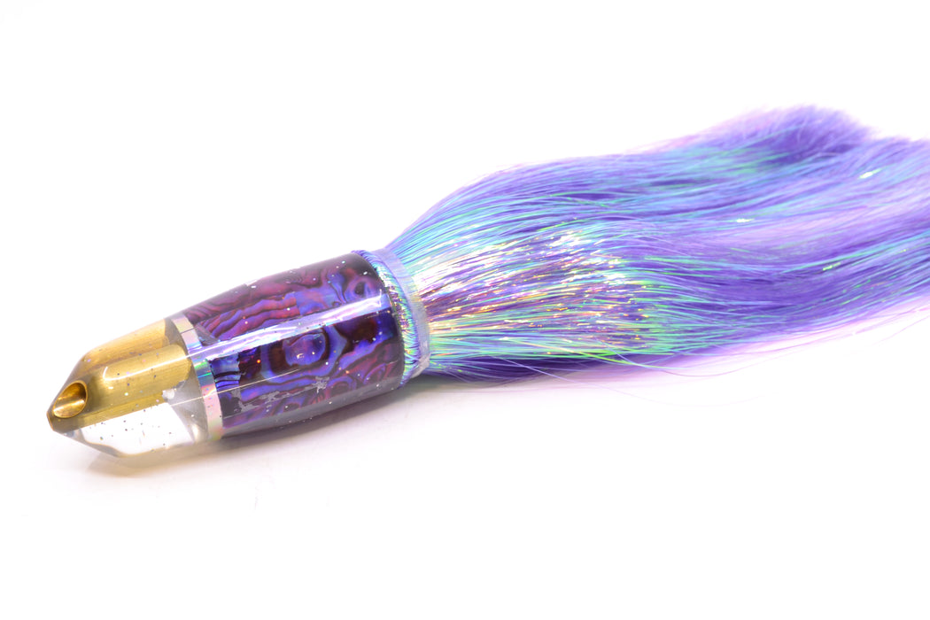 Tanigawa Lures Purple Paua 2-Hole Bullet 9"+ 8.5oz Flashabou Purple/White GZE