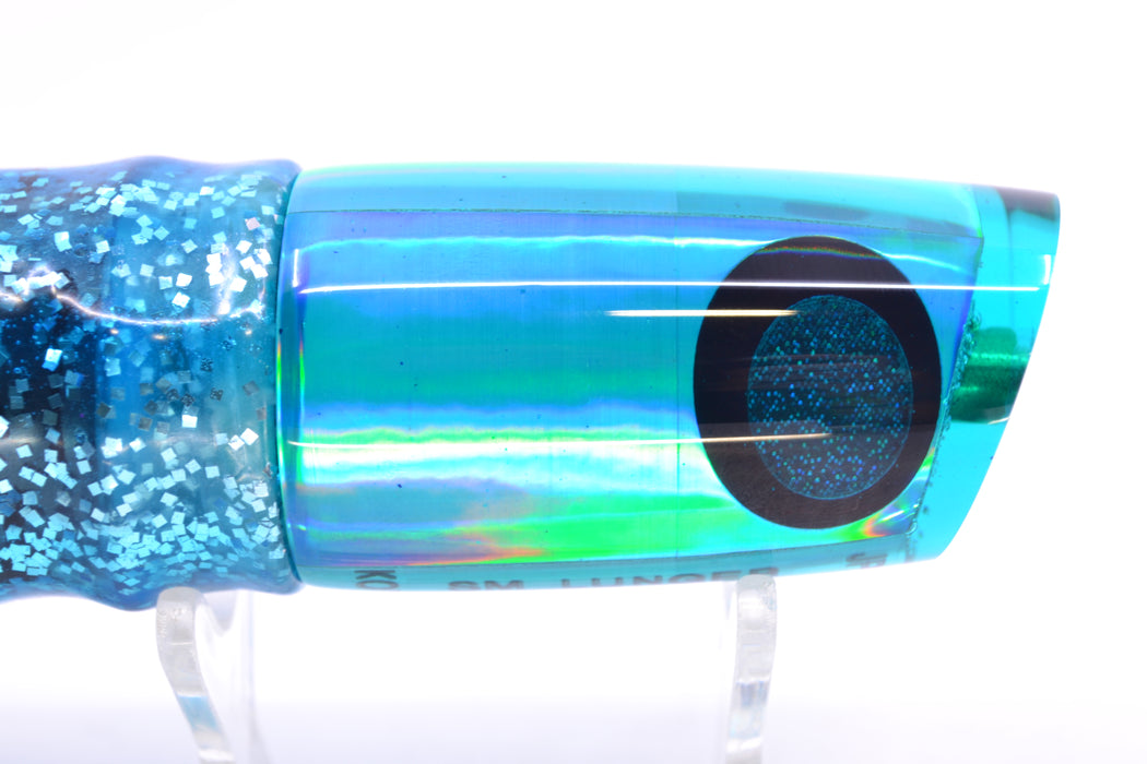 Koya Lures Turquoise Rainbow Blue-Black Eyes JP Small Lunger 10" 6oz Skirted Ice Blue/Black