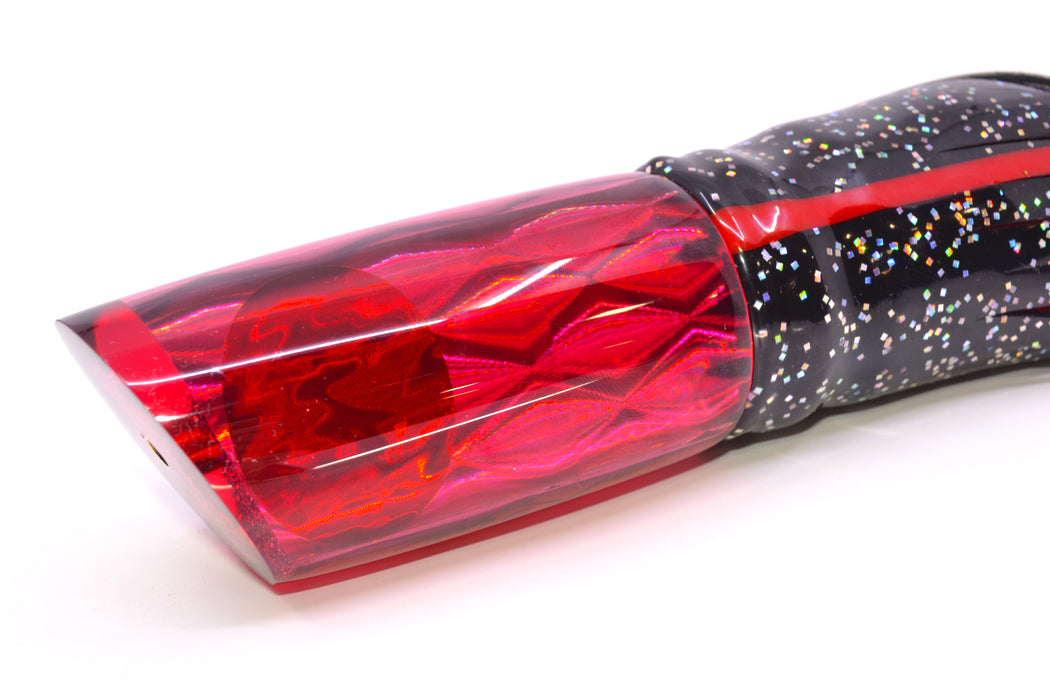 Koya Lures Red Rainbow Diamond Red Eyes Large 614 14" 11oz Skirted Black/Red