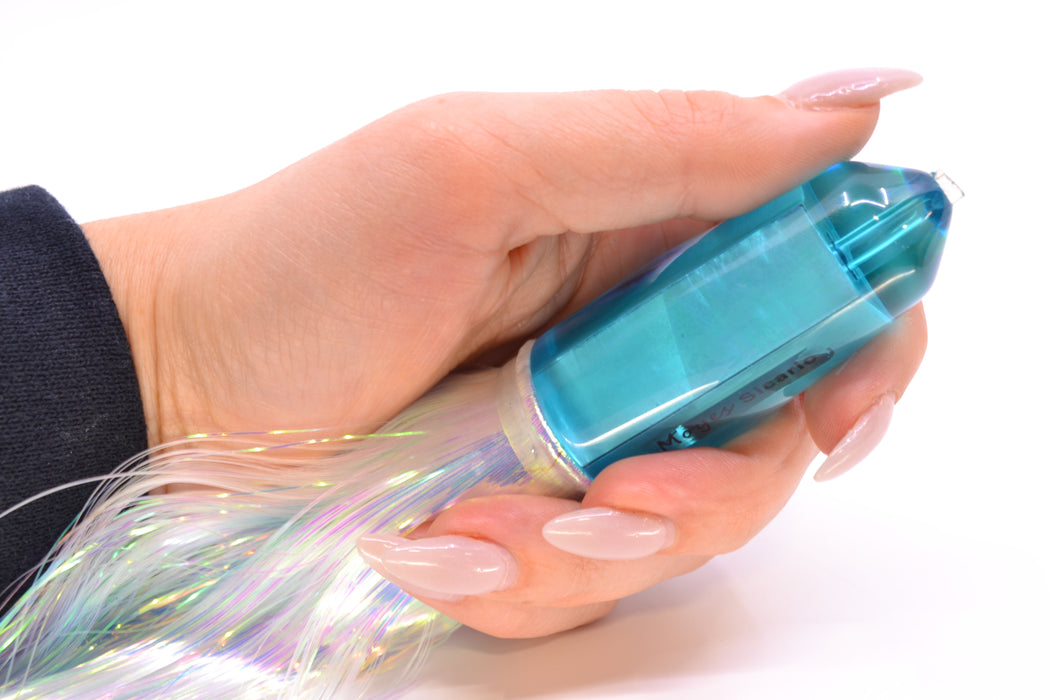 Moyes Lures Ice Blue MOP Sicario Bullet 8" 4.8oz Flashabou White/Light Blue GZE