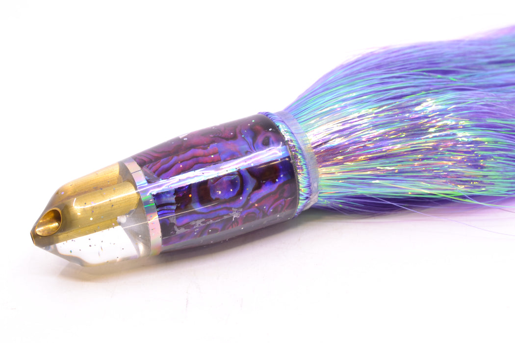 Tanigawa Lures Purple Paua 2-Hole Bullet 9"+ 8.5oz Flashabou Purple/White GZE