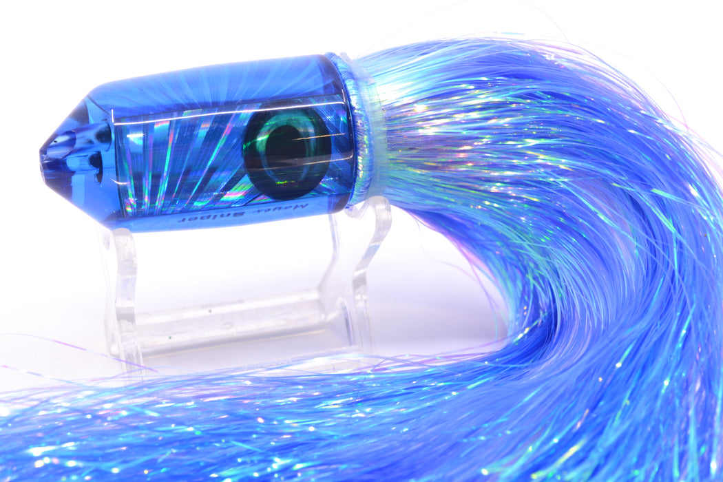 Moyes Lures Blue Rainbow Starburst 2-Hole Small Sniper Jet 9" 5.7oz Flashabou Blue/White GZE