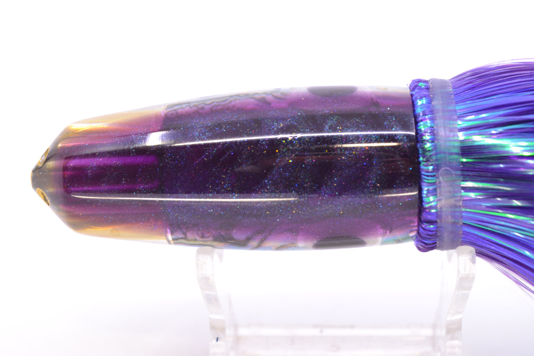 Big Reidee Natural EKG Paua Shell Purple Back 4-Hole Bullet 9" 6oz Strobez Purple-White