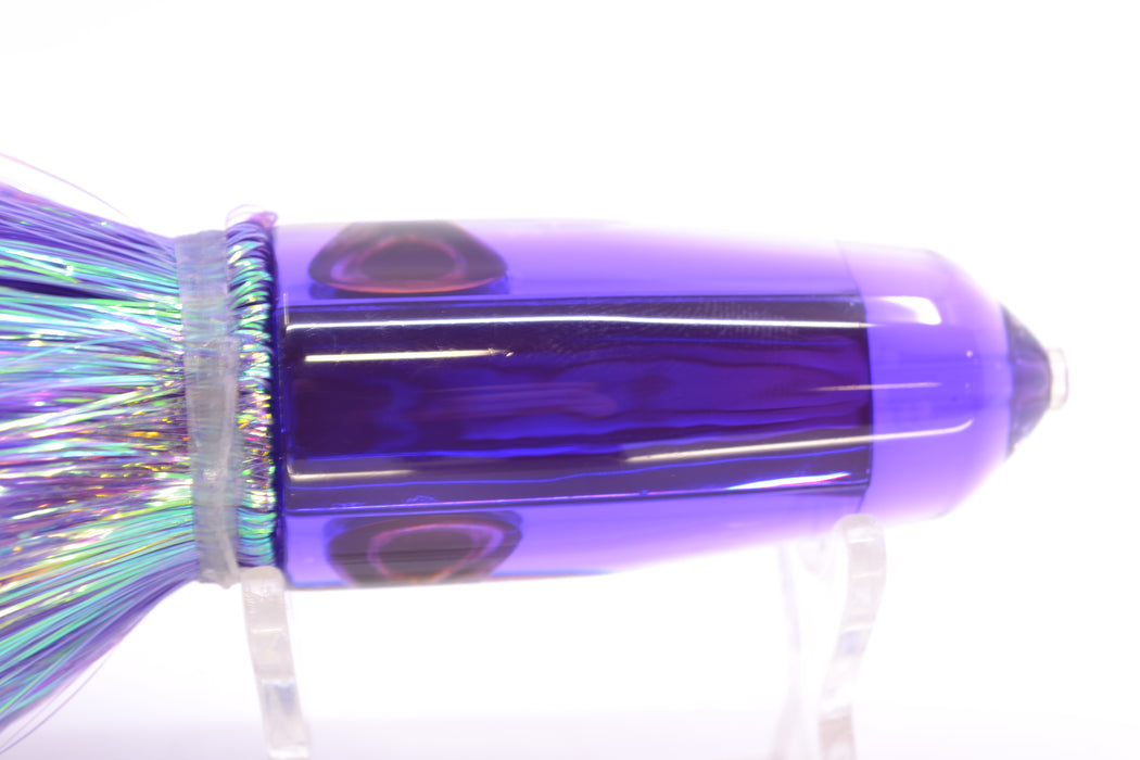 Moyes Lures Clear Mirrored Purple Back Sicario Bullet 8" 4.8oz Flashabou Purple/White GZE