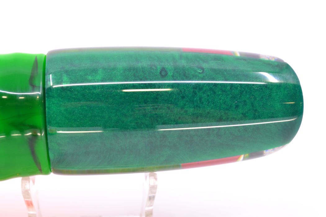 Koya Lures Green Pearl Green Back Red Eyes Medium Poi Dog 14" 11oz Skirted Guacamaya