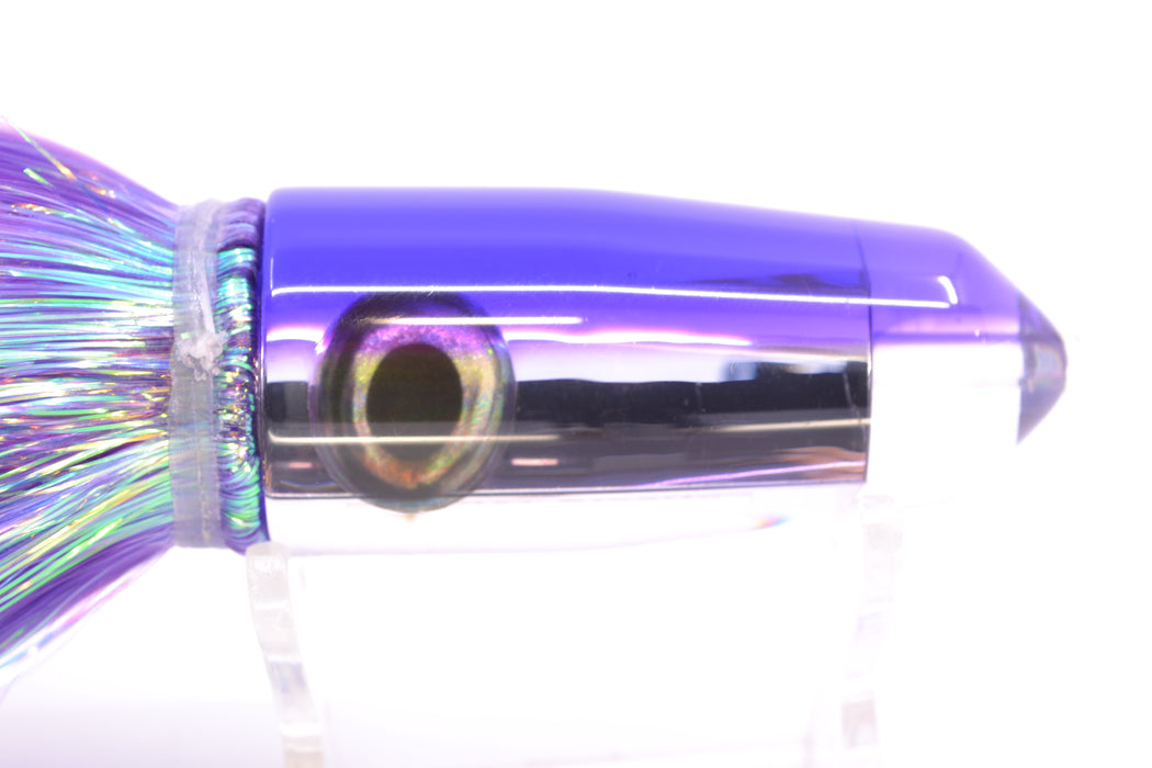 Moyes Lures Clear Mirrored Purple Back Sicario Bullet 8" 4.8oz Flashabou Purple/White GZE