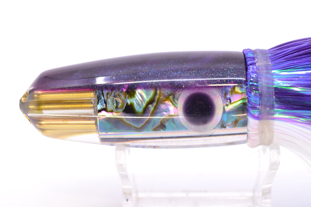 Big Reidee Natural EKG Paua Shell Purple Back 4-Hole Bullet 9" 6oz Strobez Purple-White