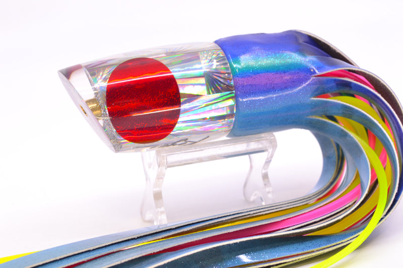 Koya Lures Silver Starburst Red Eyes Small Poi Dog 10" 6.5oz Fire Tailz Vinyl Blueberry