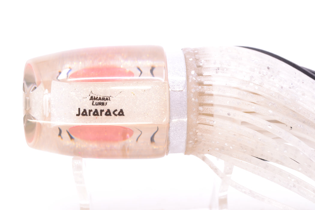 Amaral Lures White Iridescent Pearl Black Stripes White Back Jararaca 12" 4oz