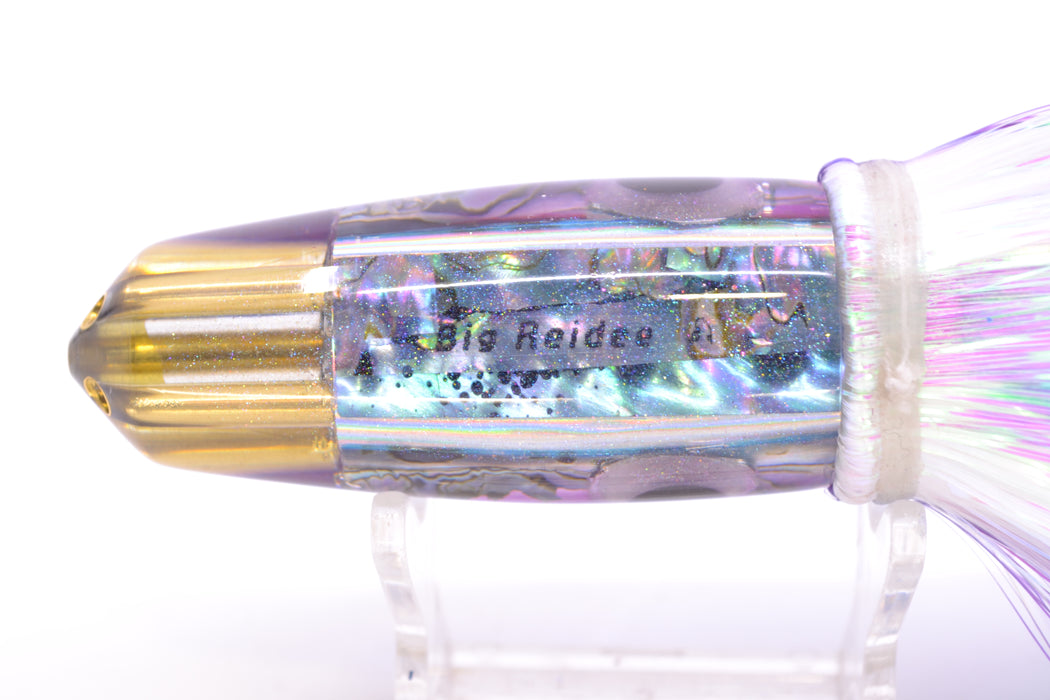 Big Reidee Natural EKG Paua Shell Purple Back 4-Hole Bullet 9" 6oz Strobez Purple-White
