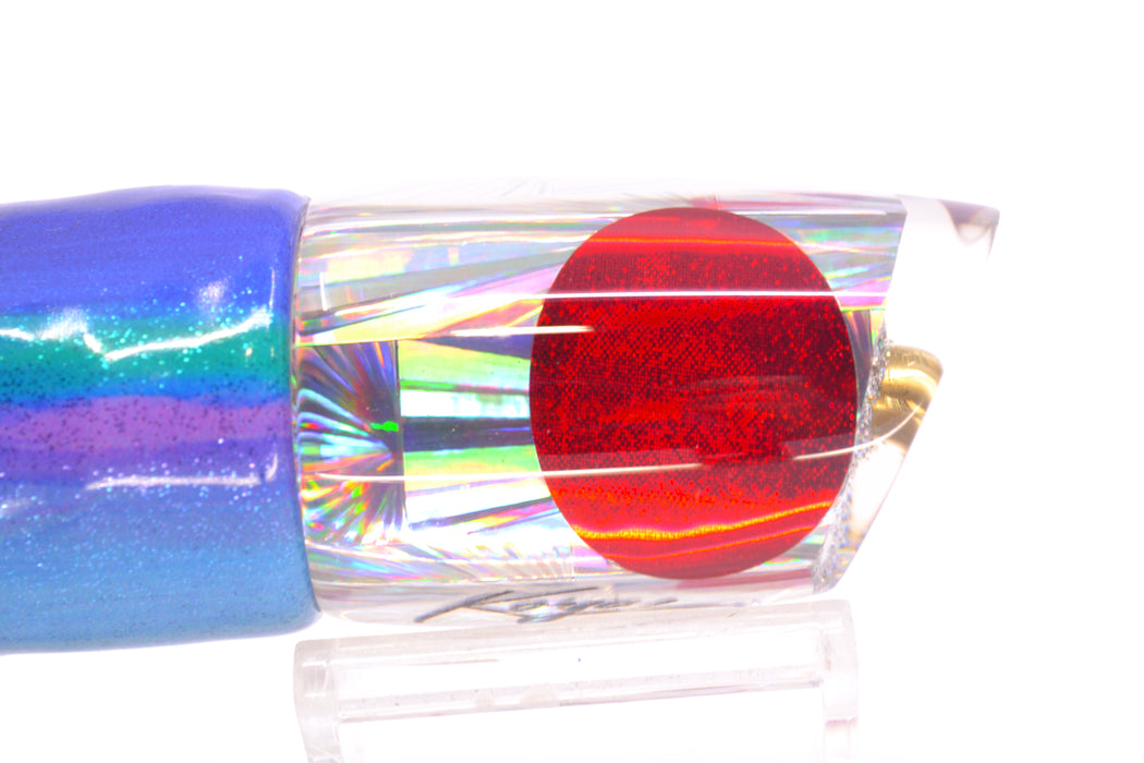 Koya Lures Silver Starburst Red Eyes Small Poi Dog 10" 6.5oz Fire Tailz Vinyl Blueberry