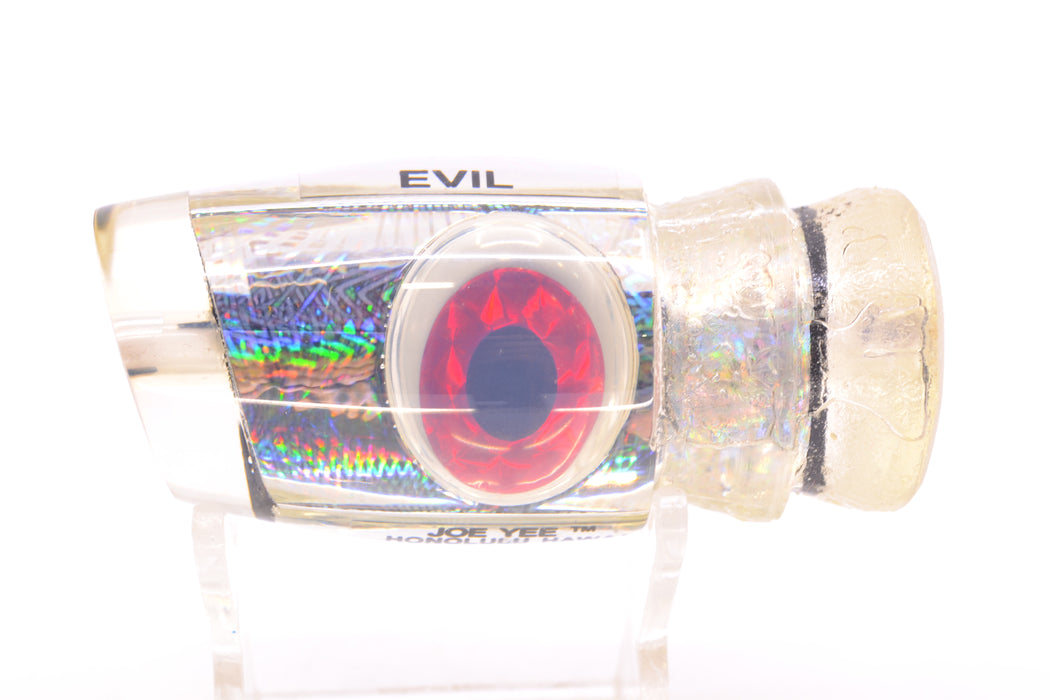 Joe Yee Silver Rainbow Swirl Black-Red Shakey Eyes "Evil" Apollo 12" 2.8oz
