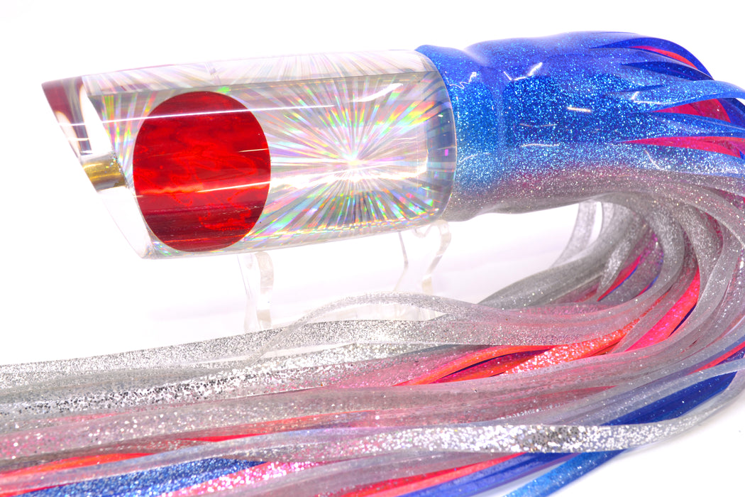 Koya Lures Silver Rainbow Starburst Red Eyes Large 614 14" 11oz Skirted Blue-Silver/Pink